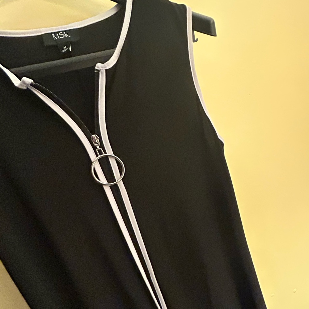 EUC MSK Black Dress w/White Accents, Zipper w/Silver Pull, Could be Cover Up - Picture 5 of 15